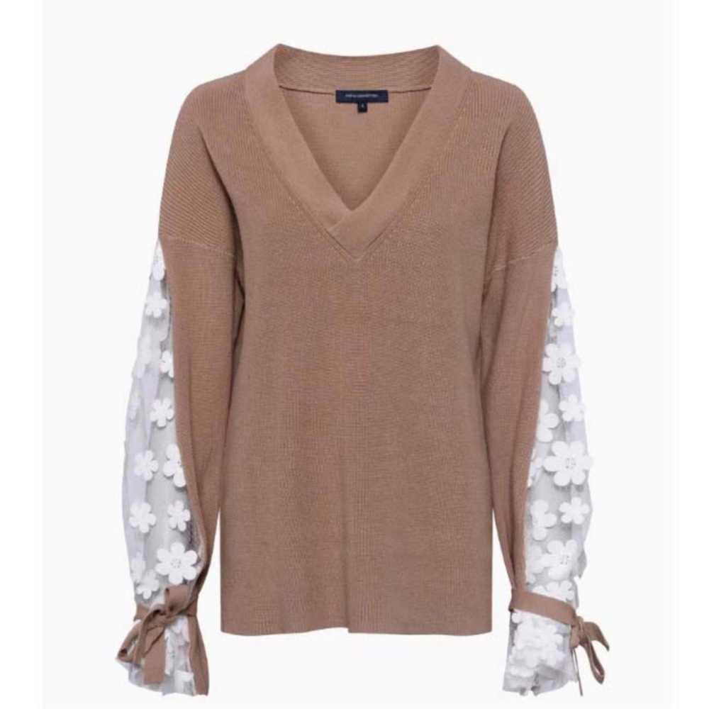 French Connection Caballo Lace Sleeve Sweater